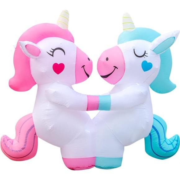 6FT Halloween Inflatables Unicorn Outdoor Decorations with Built-in LEDs - Picture 1 of 6